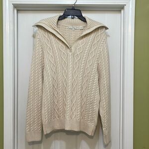 Pria - Vintage fisherman knit 1/4 zip with funnel neck - 100% cotton - size XL